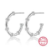 Silver 925 Geometric U Shaped Diamond Encrusted Electroplated Women's Earrings