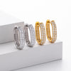Silver 925 Geometric Ushaped Oval Inlaid Zircon Earrings For Women