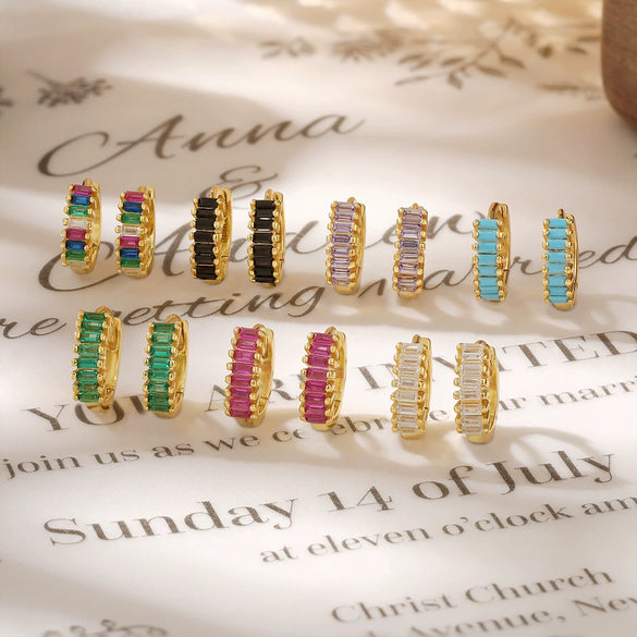 Silver Geometric Zircon Earrings For Women