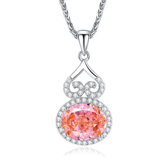 Silver Gourd Women's Necklace With High Carbon Diamond And Retro Design