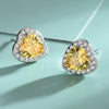 Silver Heart Shape Earrings With Yellow Diamond Studs Hypoallergenic Jewelry