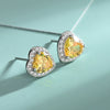 Silver Heart Shape Earrings With Yellow Diamond Studs Hypoallergenic Jewelry