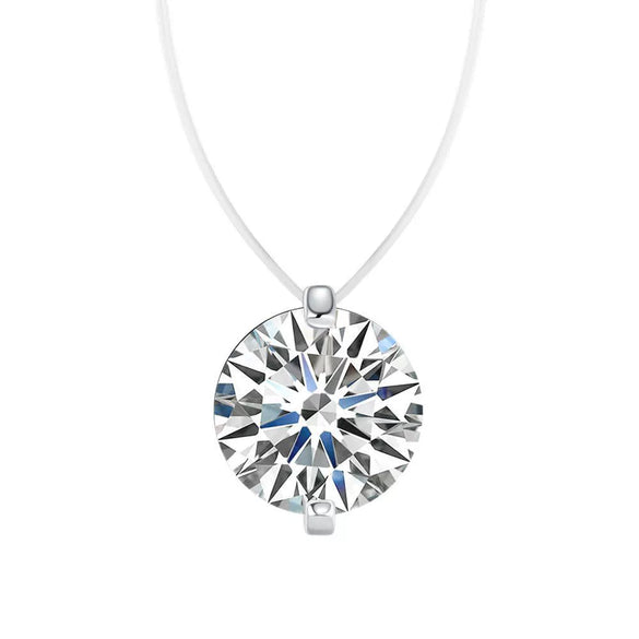 Silver Heart Shape Pendant Invisible Necklace For Women