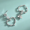 925 Silver Heartshaped Bow Earrings Inlaid With Fivepointed Star Tassel Zircon Diamond Design