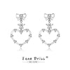 925 Silver Heartshaped Bow Earrings Inlaid With Fivepointed Star Tassel Zircon Diamond Design