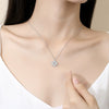 Silver Heartshaped Fourleaf Clover Necklace With Microinlaid Diamond