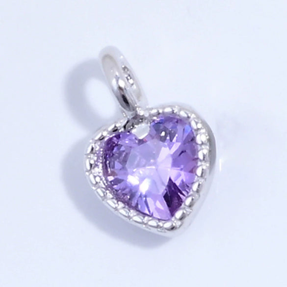 925 Silver Heartshaped Jewelry Pendant Inlaid With Colored Diamonds And Zirconia