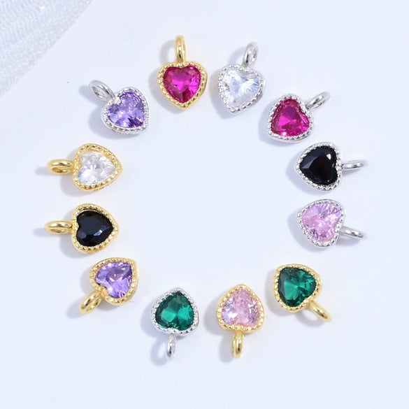 925 Silver Heartshaped Jewelry Pendant Inlaid With Colored Diamonds And Zirconia