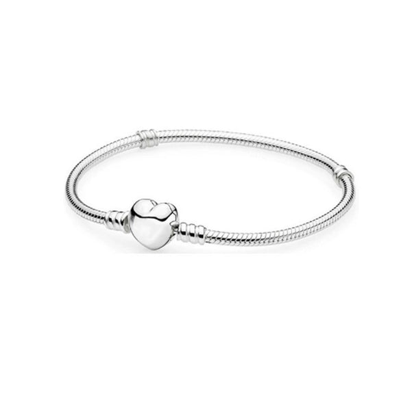 925 Silver Heartshaped Snake Chain Bracelet With Geometric Design In Gold Tone And Rose Gold Tone For Women And Men