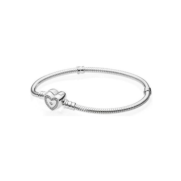925 Silver Heartshaped Snake Chain Bracelet With Geometric Design In Gold Tone And Rose Gold Tone For Women And Men