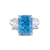 Silver 925 High Carbon Diamond Aquamarine Geometric Light Luxury Ring For Women
