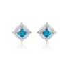 Silver 925 High Carbon Diamond Geometric Square Women's Earrings Set With Precious Stones