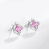 Silver 925 High Carbon Diamond Geometric Square Women's Earrings Set With Precious Stones