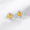 Silver 925 High Carbon Diamond Geometric Square Women's Earrings Set With Precious Stones