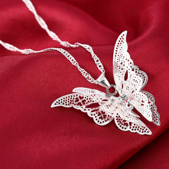 925 Silver Hollow Pointed Butterfly Multi Layer Pendant Jewelry With Geometric Pattern And Electroplating For Men And Women