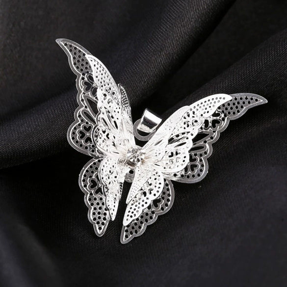 925 Silver Hollow Pointed Butterfly Multi Layer Pendant Jewelry With Geometric Pattern And Electroplating For Men And Women
