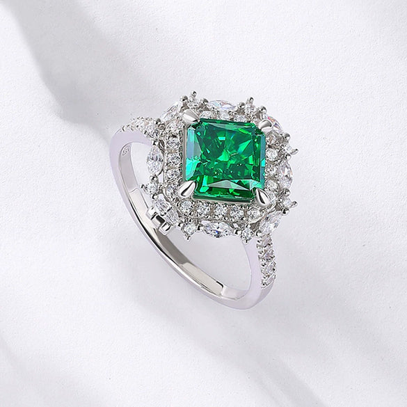 Silver Ice Flower Cut High Carbon Diamond Ring And Pendant Dualuse Jewelry Geometric Style