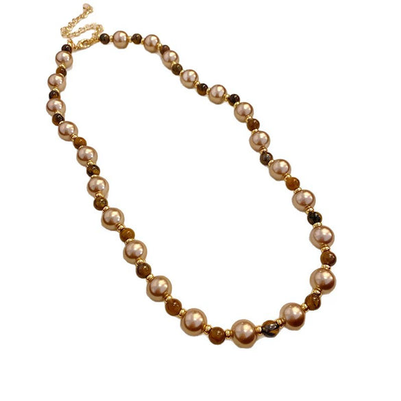 Silver Imitation Pearls And Zircon Geometric Clavicle Necklace For Women Set With Pearls