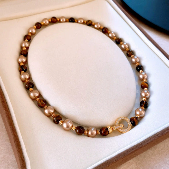 Silver Imitation Pearls And Zircon Geometric Clavicle Necklace For Women Set With Pearls