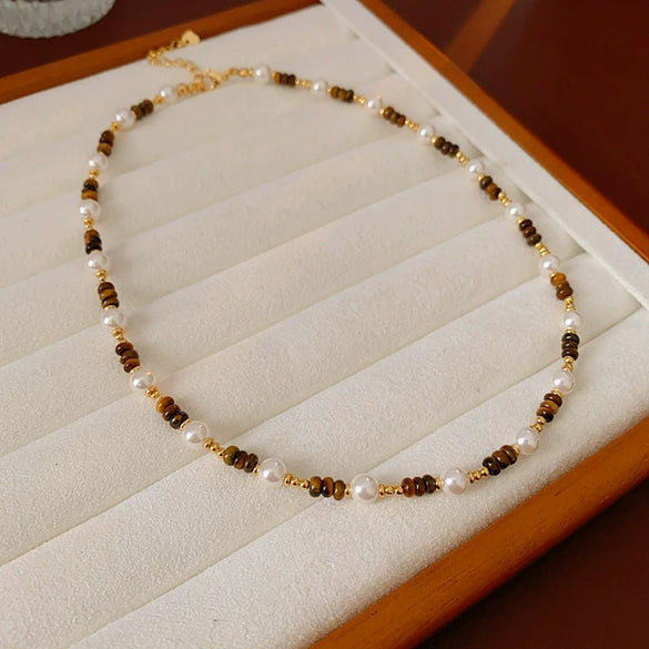Silver Imitation Pearls And Zircon Geometric Clavicle Necklace For Women Set With Pearls