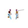 925 Silver Inlaid Color Zircon Geometric Earrings Diamond Design Women's Jewelry