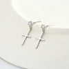 Silver Inlaid Zircon Cross Geometric Women's Earrings