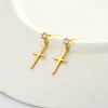Silver Inlaid Zircon Cross Geometric Women's Earrings