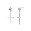 Silver Inlaid Zircon Cross Geometric Women's Earrings