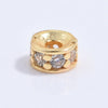 Silver Inlaid Zirconia Multilayered Cylinder Wheel Round Beads Bracelet Necklace Loose Beads