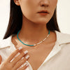 Silver Jewelry Baroque Imitation Pearl Turquoise Necklace Geometric Drop Shape Electroplated For Women