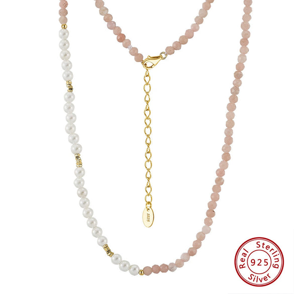Silver Jewelry Baroque Imitation Pearl Turquoise Necklace Geometric Drop Shape Electroplated For Women