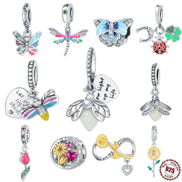 Silver Jewelry Pendant Accessories Beaded Bee Butterfly Dripping Oil Animal Style