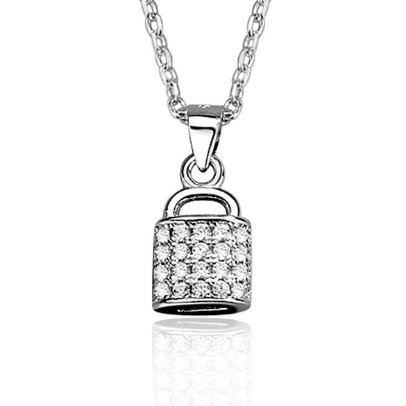Silver Jewelry Women's Clavicle Chain With 925 Silver Small Lock Pendant And Diamond Design