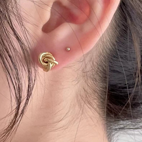 Silver Knot Drop Shape Earrings Set With Pearls Simple Fashion Style