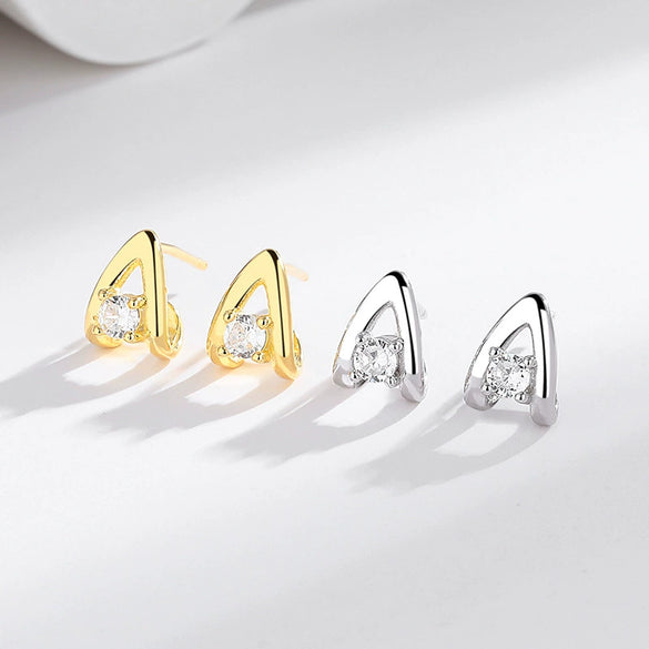 Silver Letter Diamond Earrings For Women Fashion Personality Style