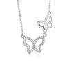 Silver Microinlaid Diamond Butterfly Necklace For Women