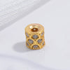 Silver Microinlaid Zircon Round Bucket Beads Spacer Diy Handmade Beads