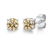 Silver Moissanite Classic Fourclaw Round Earrings