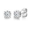 Silver Moissanite Classic Fourclaw Round Earrings