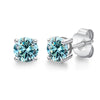 Silver Moissanite Classic Fourclaw Round Earrings