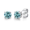 Silver Moissanite Classic Fourclaw Round Earrings