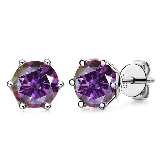 Silver Moissanite Classic Round Earrings