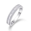 Silver Moissanite Geometric Ring Set With Diamonds Fashion Style