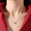 Silver Moissanite Inlaid Geometric Minimalist Pendant Necklace With Chain