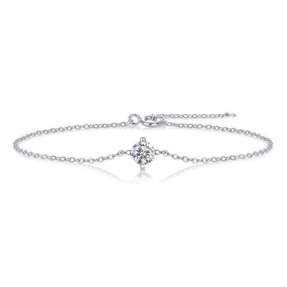 Silver Moissanite Inlay Geometric Women's Bracelet Fashion Style