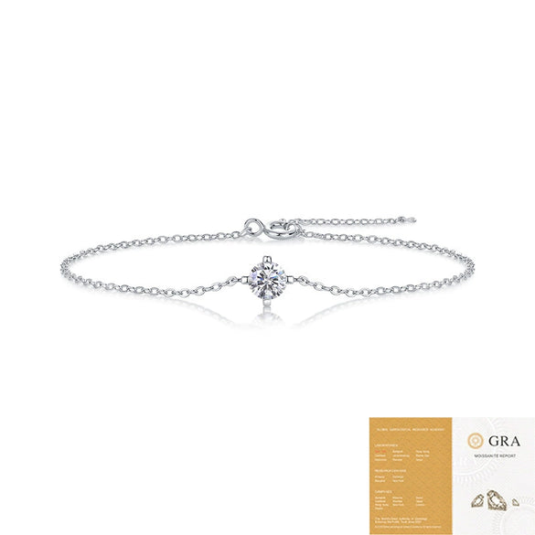 Silver Moissanite Inlay Geometric Women's Bracelet Fashion Style