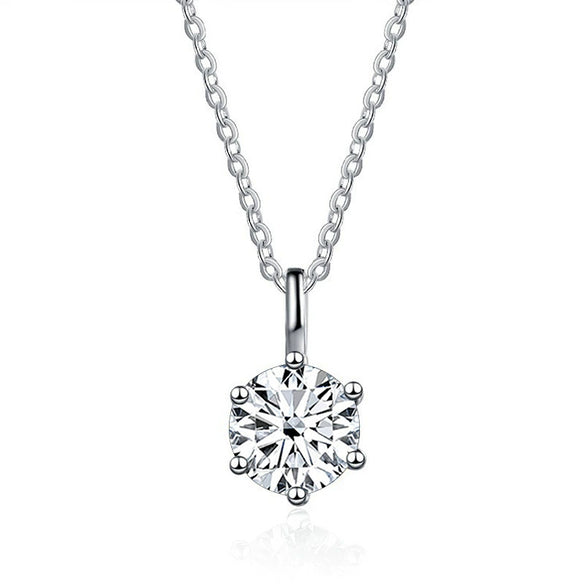 Silver Moissanite Necklace Set With Precious Stones Animals Zodiac Round Shape For Women