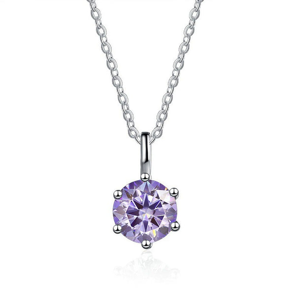 Silver Moissanite Necklace Set With Precious Stones Animals Zodiac Round Shape For Women