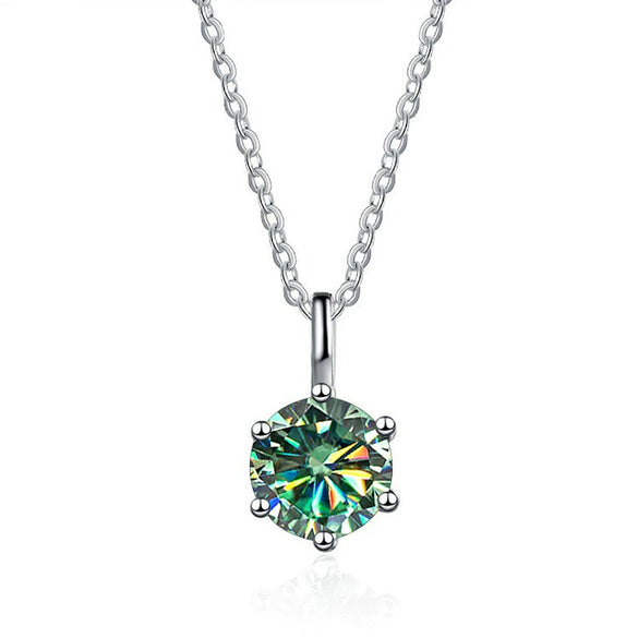 Silver Moissanite Necklace Set With Precious Stones Animals Zodiac Round Shape For Women