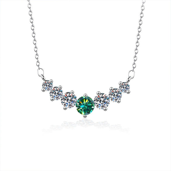 Silver Moissanite Pendant Necklace For Women Set With Gems In Animal Zodiac Style And Round Shape